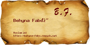 Behyna Fabó névjegykártya